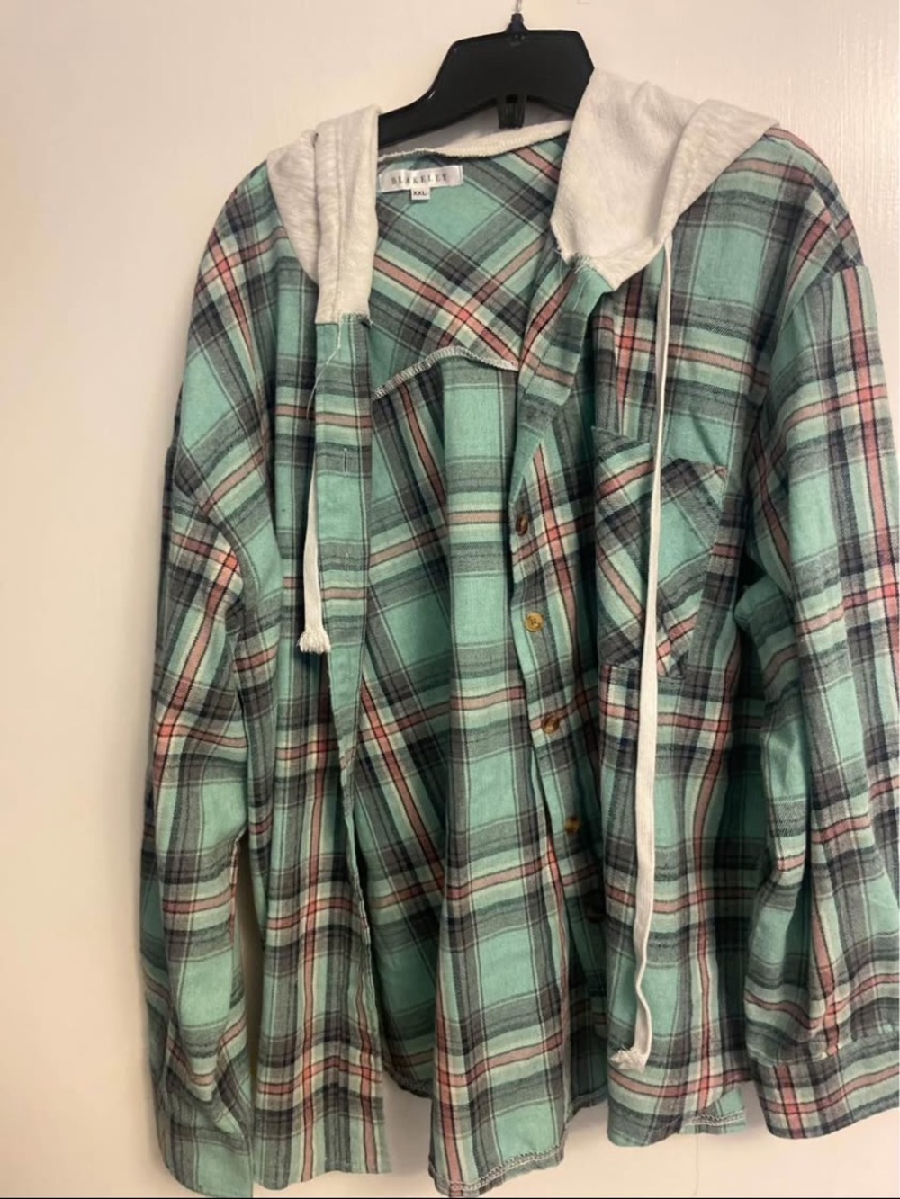 Women’s teal plaid with hood